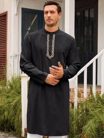 Embroidered Cotton Muslim Kaftan Thobe