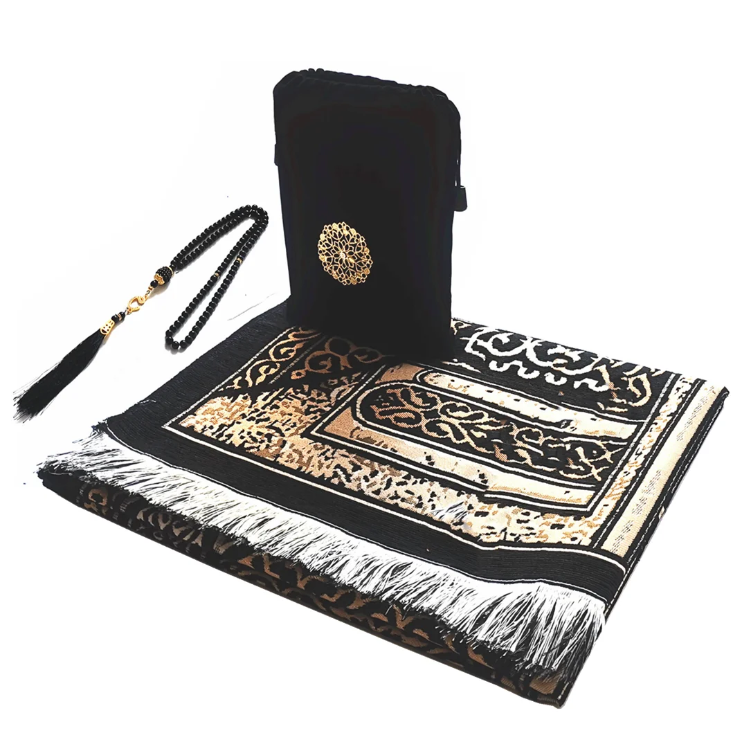 Black Turkish Chenille Prayer Rug