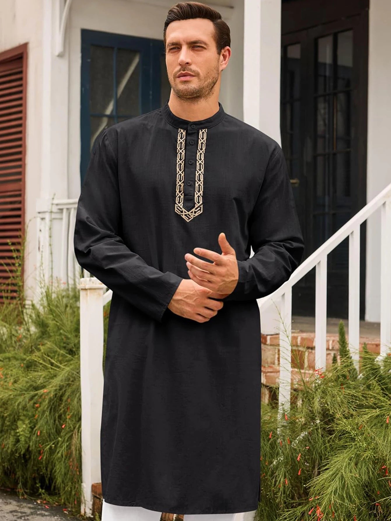 Embroidered Cotton Muslim Kaftan Thobe